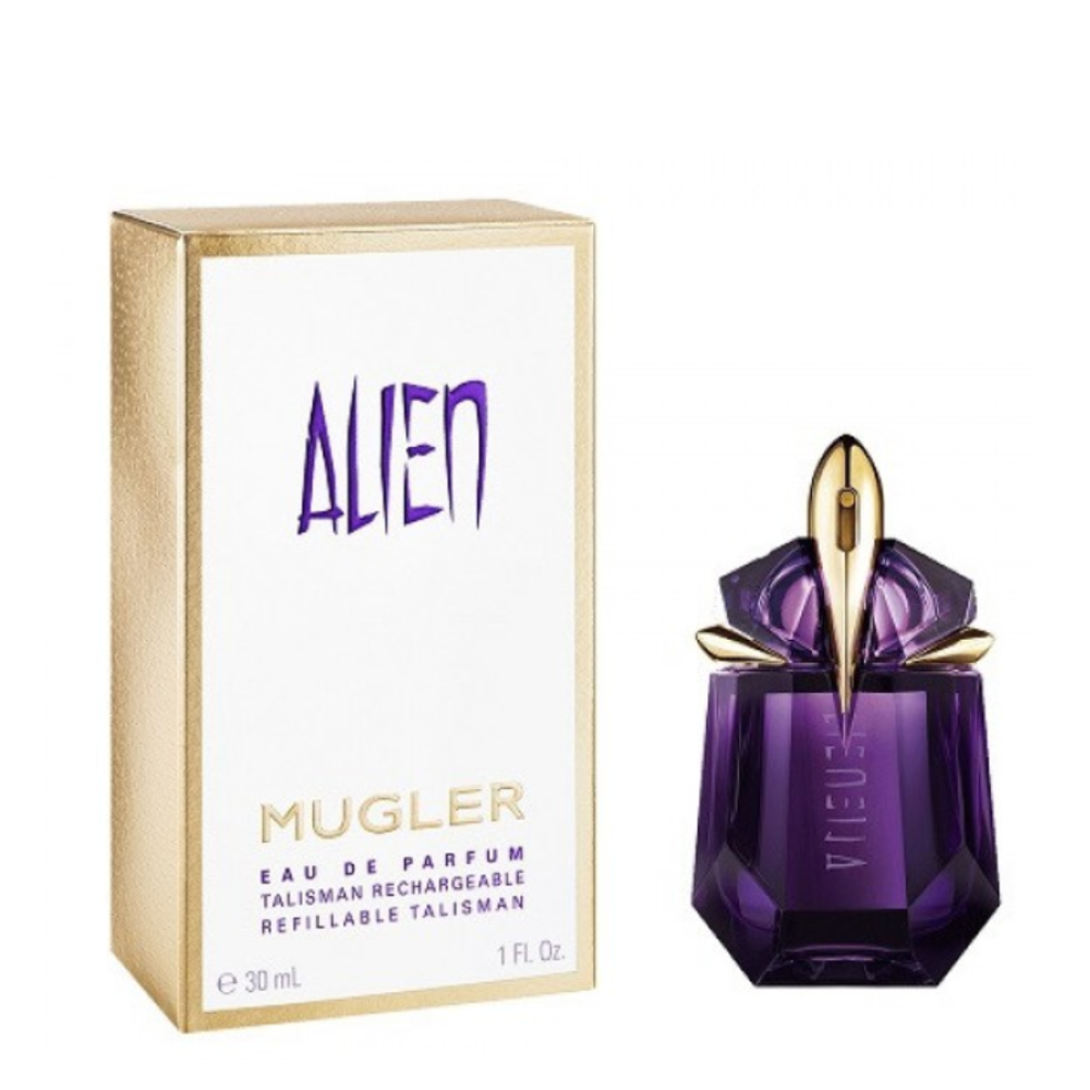 Mugler Alien EDP 30Ml Ricaricabile: confezione e flacone affiancati