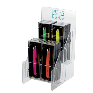 Espositore pinza obliqua inox fluo