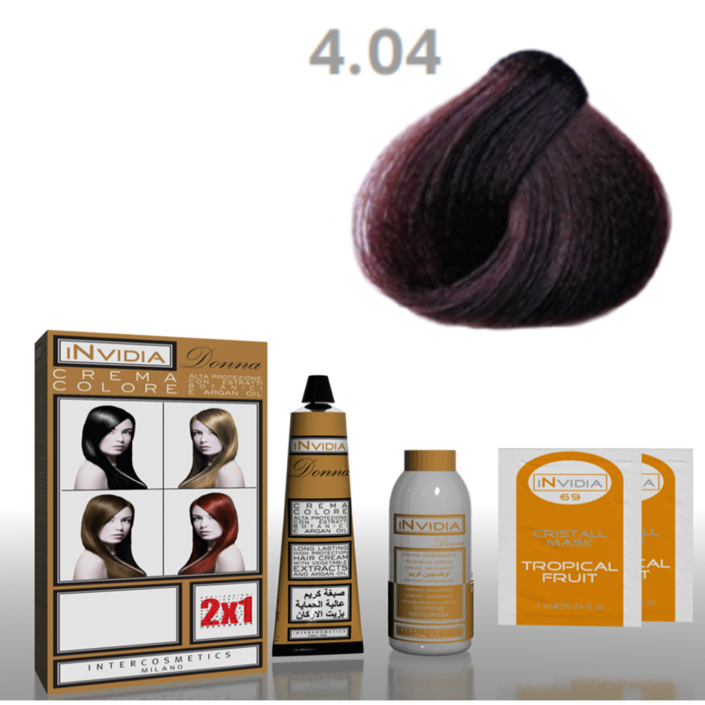 Invidia Shampoo Colorante Crema Colore Donna 100ML 4.04 Caffe