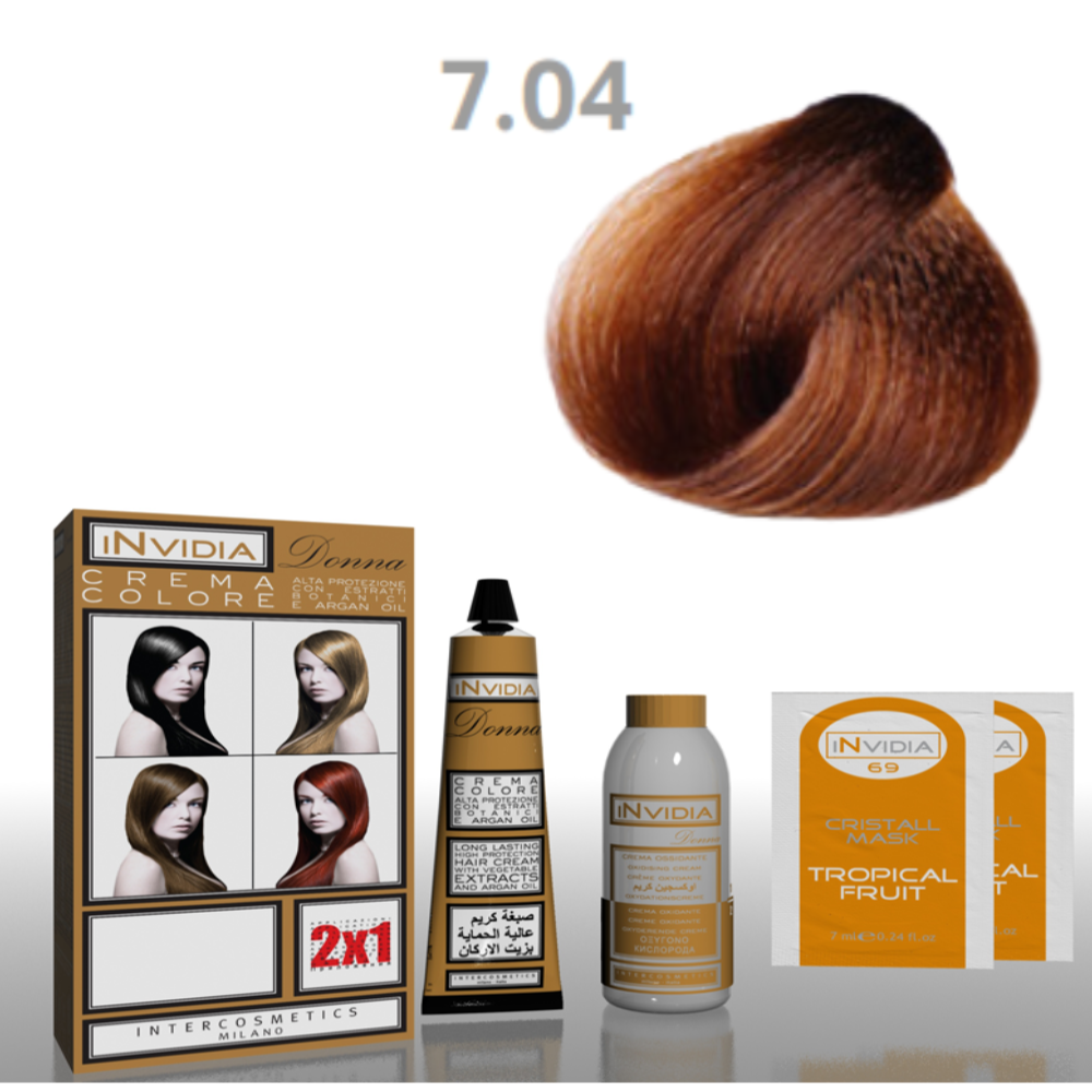 Invidia Shampoo Colorante Crema Colore Donna 100ML 7.04 Castagna