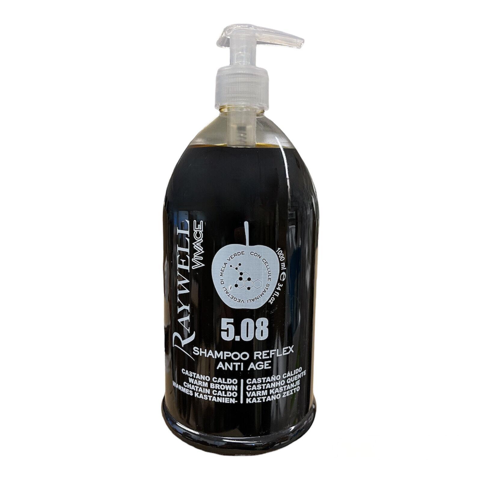 Raywell Shampoo Riflessante Reflex Anti Age 1000ml 5.08 Castano Caldo