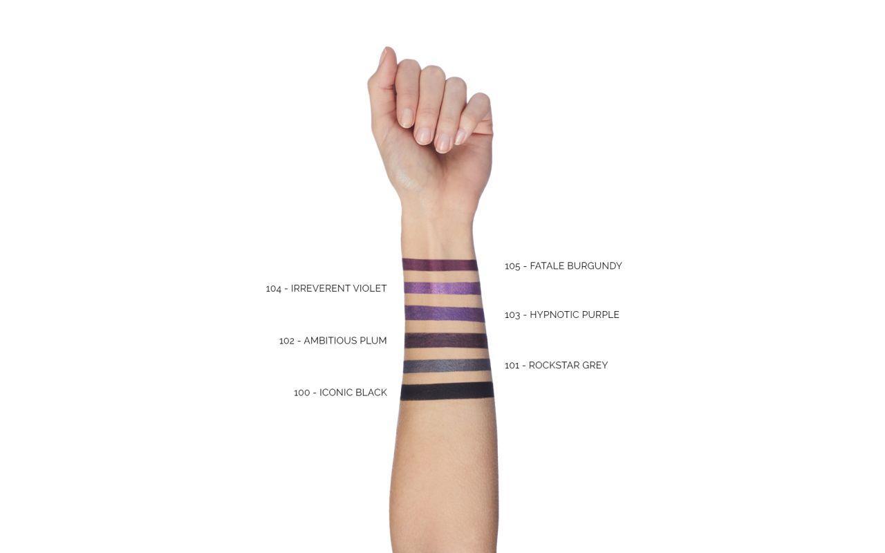 Swatch di colore su pelle con etichette varianti