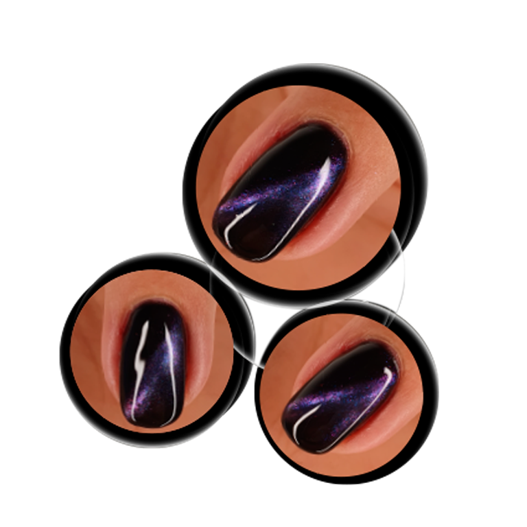 layla-gel-semipermanente-magnetico-cat-eye-n.7-viola-5ml Gel Semipermanente Magnetico Cat Eye N.7 Viola - applicazione