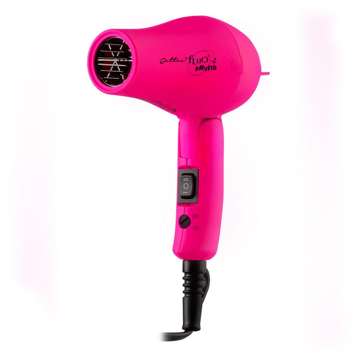 Labor Mini Asciugacapelli Da Viaggio Fucsia, visione laterale completa