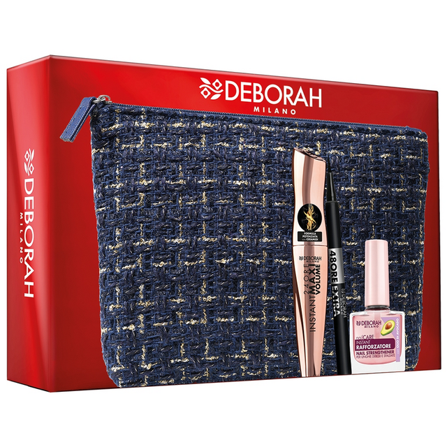deborah-pochette-foderata-colore-blu-mascara-24-ore-instant-max-vol-ceramidi-+-eyeliner-48h-+-smalto-rafforzatore Deborah Pochette Foderata Colore Blu Mascara 24 Ore Instant Max Vol Ceramidi + Eyeliner 48H + Smalto Rafforzatore