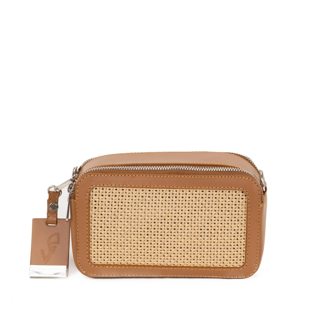 pelletteria veneta pelletteria veneta borsa in pelle e paglia amilia small cuoio - foto 1 Borsa AMILIA Small in pelle e paglia, colore cuoio, con tracolla