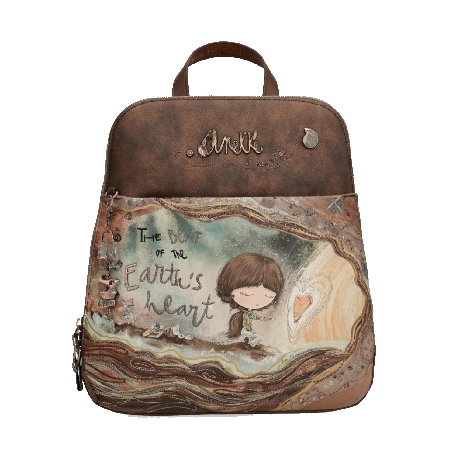 anekke anekke zaino da donna - foto 1 Zaino da donna ANEKKE marrone e beige con decorazioni artistiche
