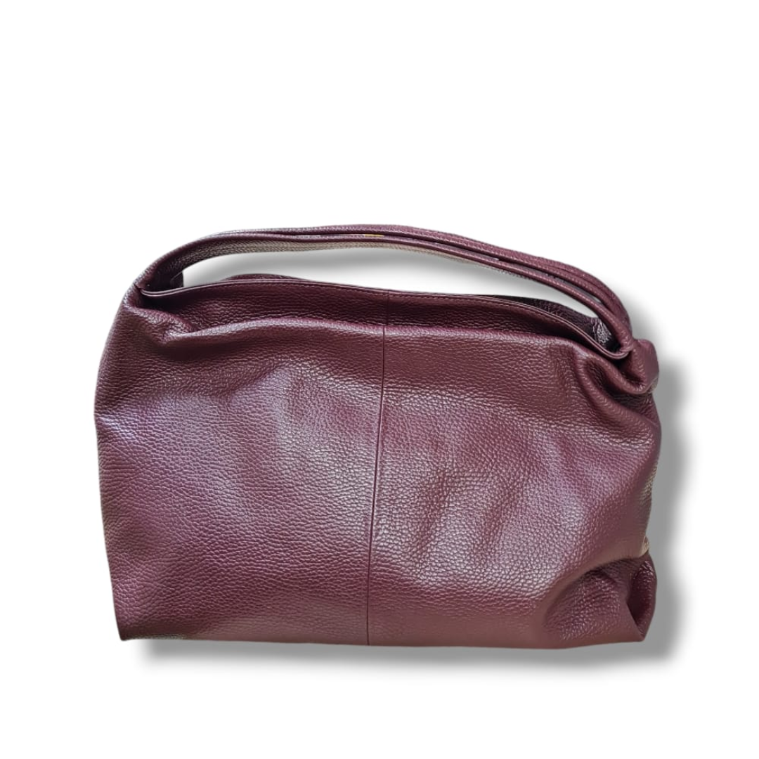 pelletteria veneta pelletteria veneta borsa a spalla in pelle bordò - foto 1 Borsa a spalla in pelle bordeaux, vista laterale con tracolla