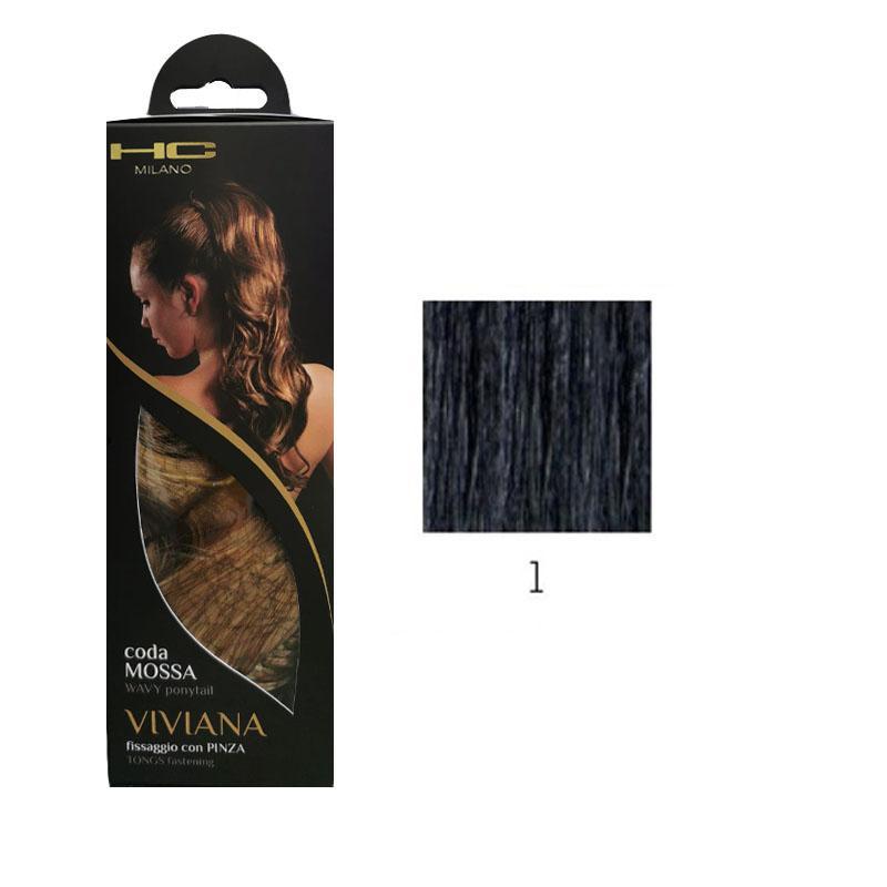 Confezione coda mossa Viviana 55CM con campione di capelli nero