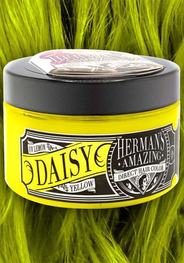 Barattolo Herman's Amazing Direct Hair Color 115ml giallo Daisy su sfondo di capelli verdi