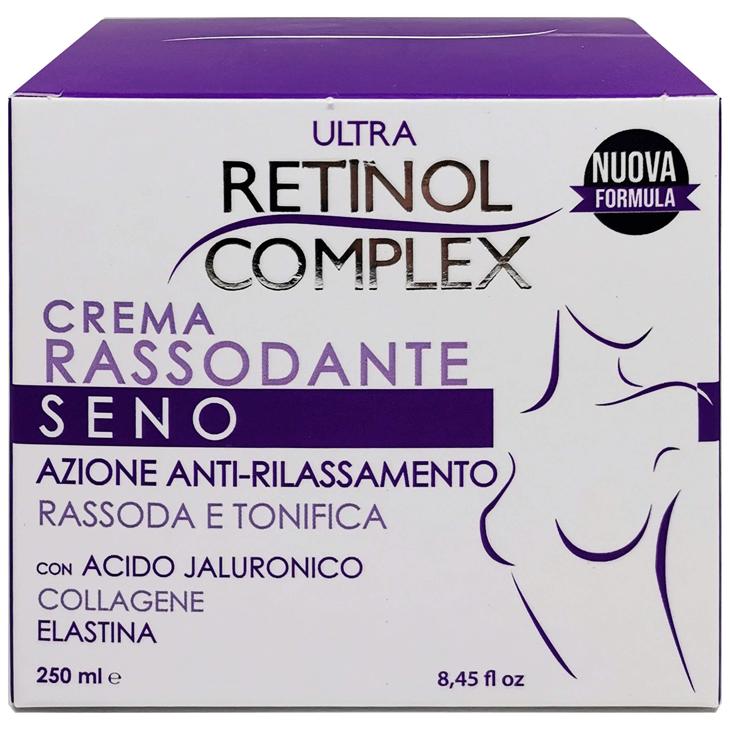 ultra retinol retinol complex crema rassodante seno 250ml 314 - foto 1 Confezione crema rassodante seno ULTRA RETINOL COMPLEX 250ml, vista frontale con etichetta viola e bianca