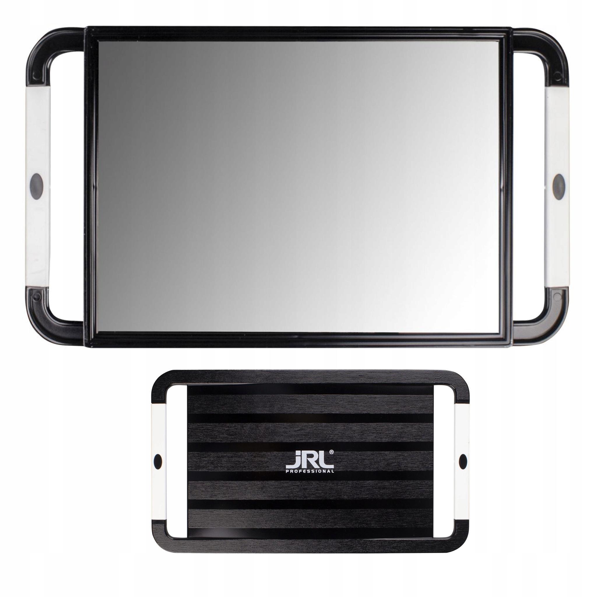 jrl jrl specchio con manici black 44893 - foto 1 Specchio rettangolare con manici neri e bianchi, supporto inferiore con logo JRL