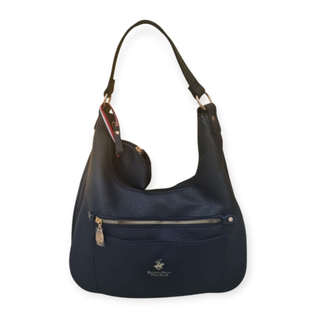 Borsa donna Beverly Hills Polo Club similpelle blu BH-4134-BL con manico e tasca anteriore con zip
