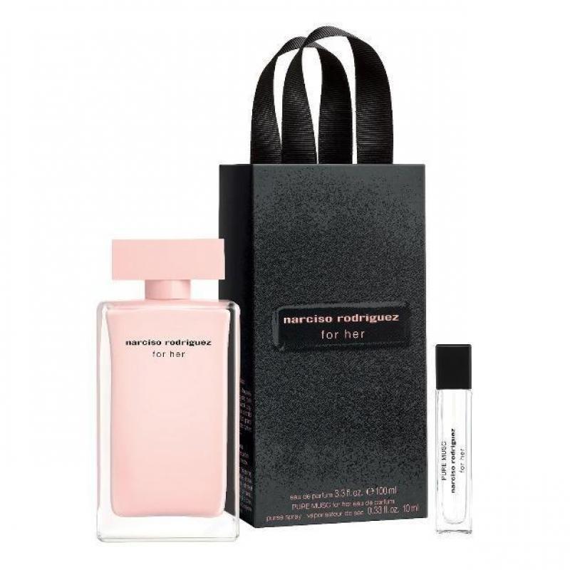 Set Narciso Rodriguez Her con scatola, flacone 100ml rosa e campione profumo