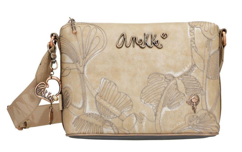 ANEKKE borsa a tracolla sintetico beige con dettagli floreali