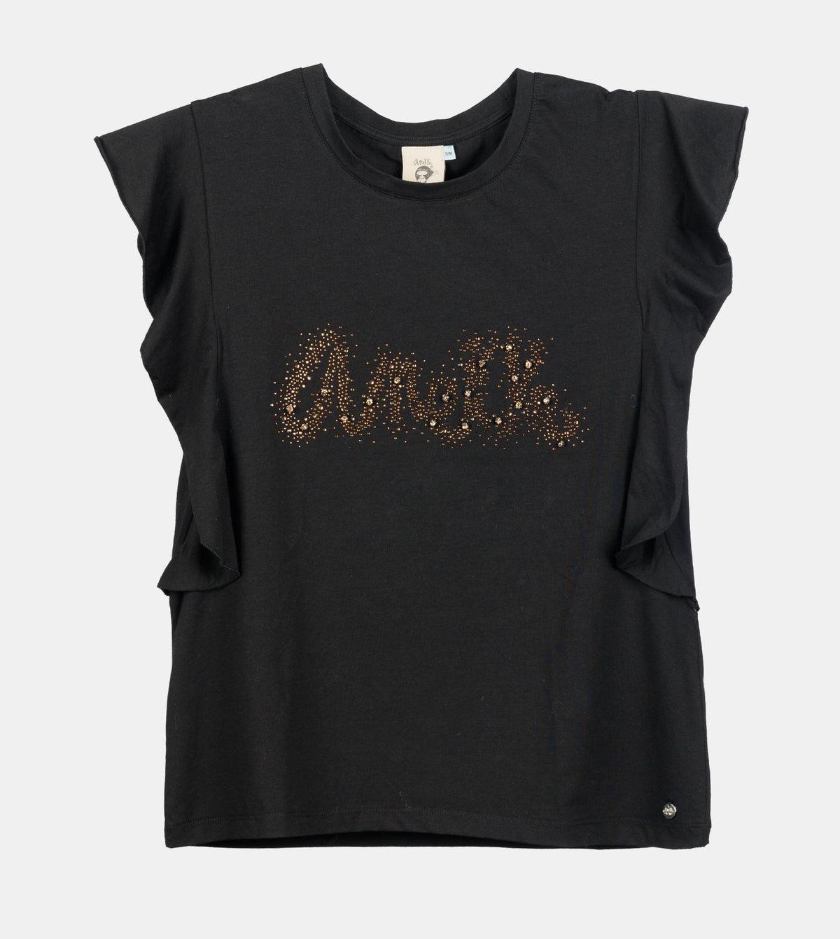 anekke anekke maglia nera corta taglia s/m 40271-105 - foto 1 ANEKKE maglia nera corta con stampa taglia S/M