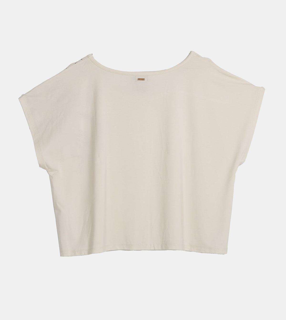 anekke anekke maglia beige corta taglia s/m 40281-101 - foto 1 Maglia corta ANEKKE beige tinta unita con maniche corte, vista frontale