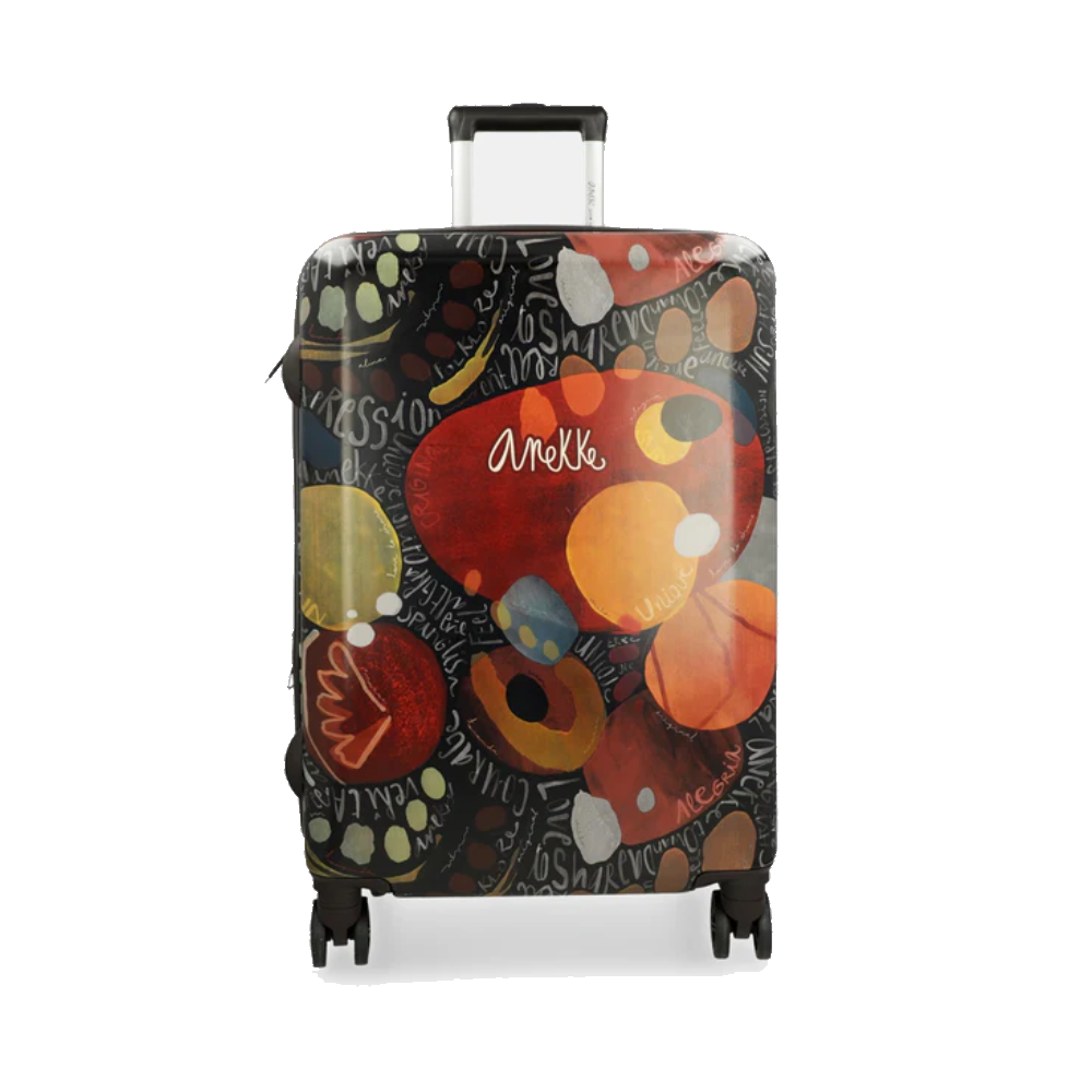 anekke anekke valigia viaggio grande 40594-001 - foto 1 ANEKKE valigia grande viaggio con design floreale, fiori rossi arancioni blu, maniglia telescopica e ruote