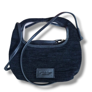 Borsa a tracolla in tessuto e pelle dollaro linea lido nero t25705-nero