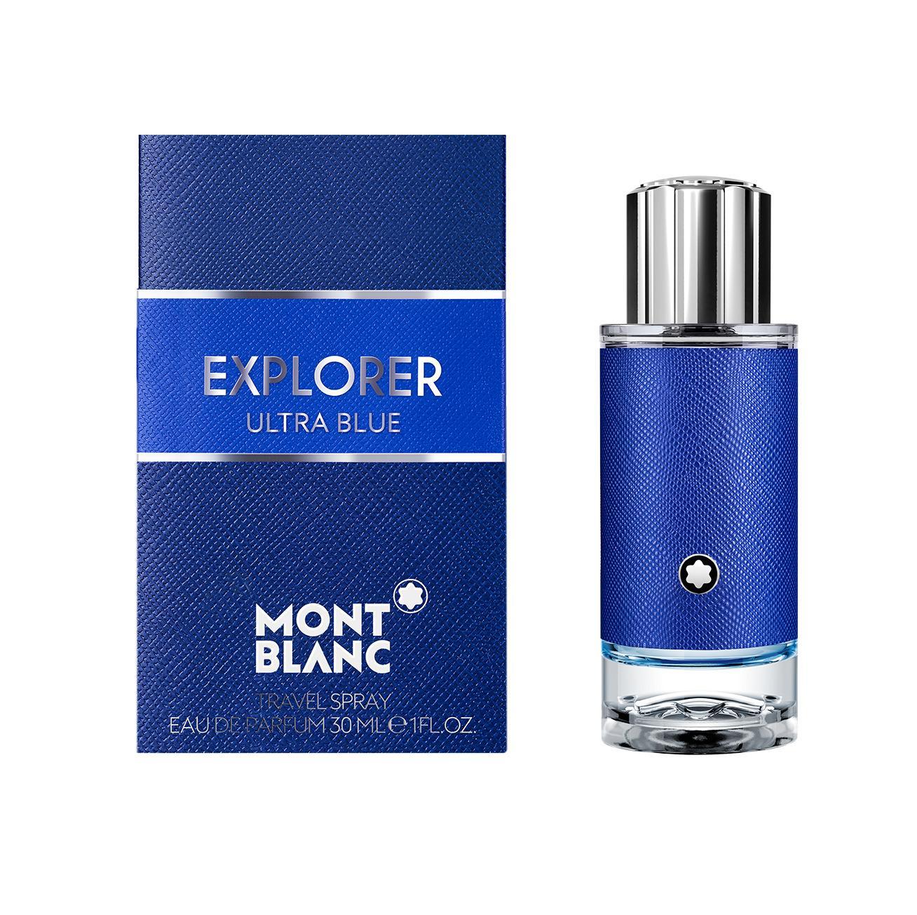 mont blanc e.d.p.mb explorer u.blue v.30 - foto 1 Confezione Mont Blanc Explorer Ultra Blue con bottiglia di profumo blu e argento