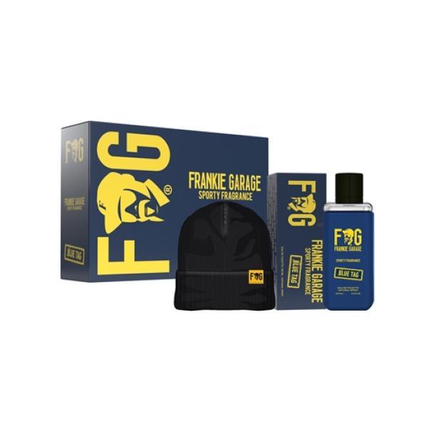 Set Frankie Garage Sky Blue 100ml con cappellino nero e giallo, confezione inclusa