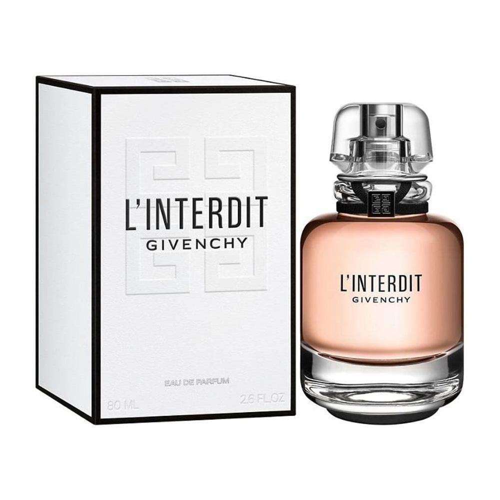 givenchy e.d.p.givenchy l'interdit 50ml - foto 1 Givenchy L'Interdit 50ml: bottiglia trasparente con liquido pesca e confezione bianca