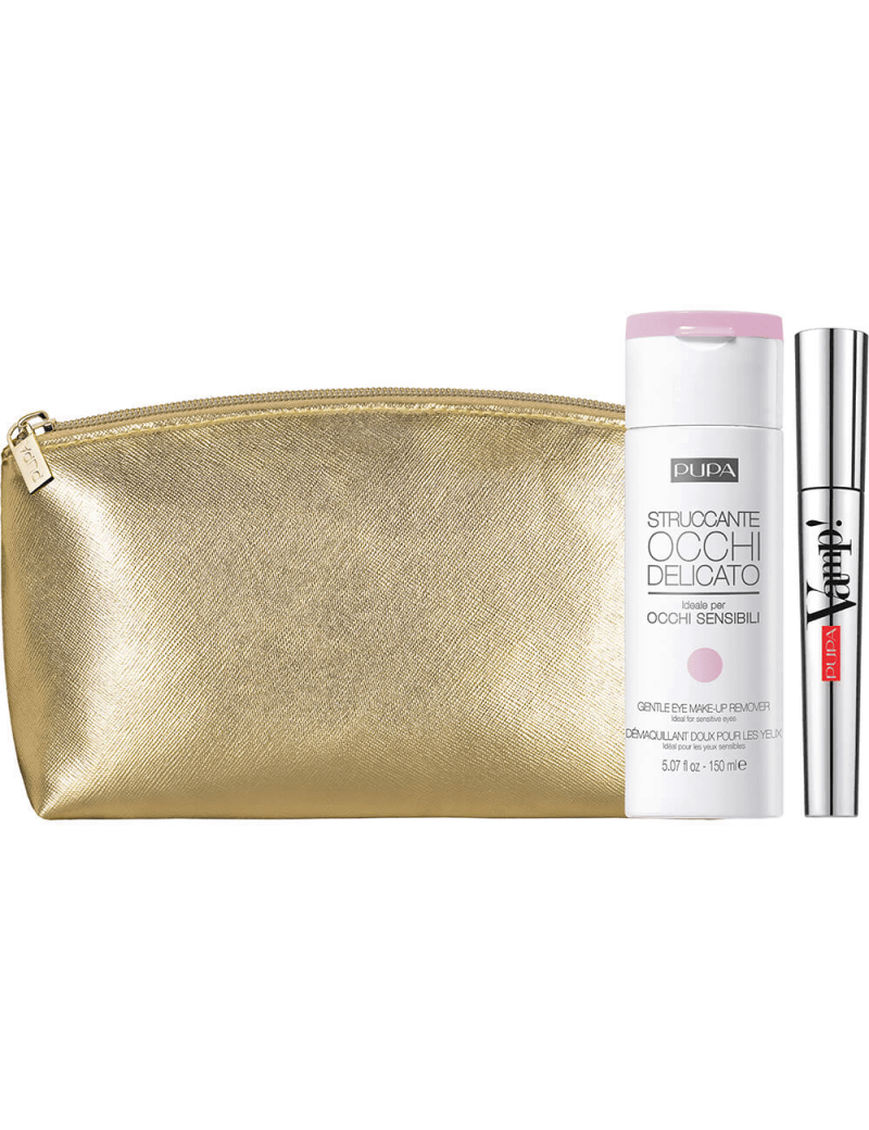 pupa pupa kit masc.vamp+m.up remover - foto 1 Kit PUPA Vamp: pochette dorata con mascara e struccante