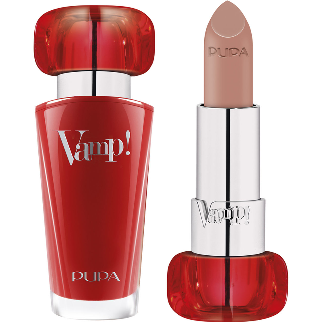 Pupa Vamp! Lipstick tonalità 100 beige nude - rossetto in due versioni espositive