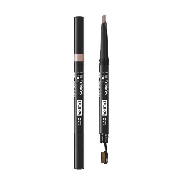 pupa pupa full eyebrow pencil 01 - foto 1 Matita per sopracciglia PUPA Full Eyebrow Pencil nera, due viste con punta aperta e chiusa