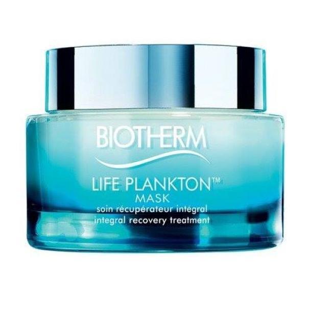 Barattolo mascera in vetro azzurro trasparente Biotherm Life Plankton Mask 75ml, tappo cromato