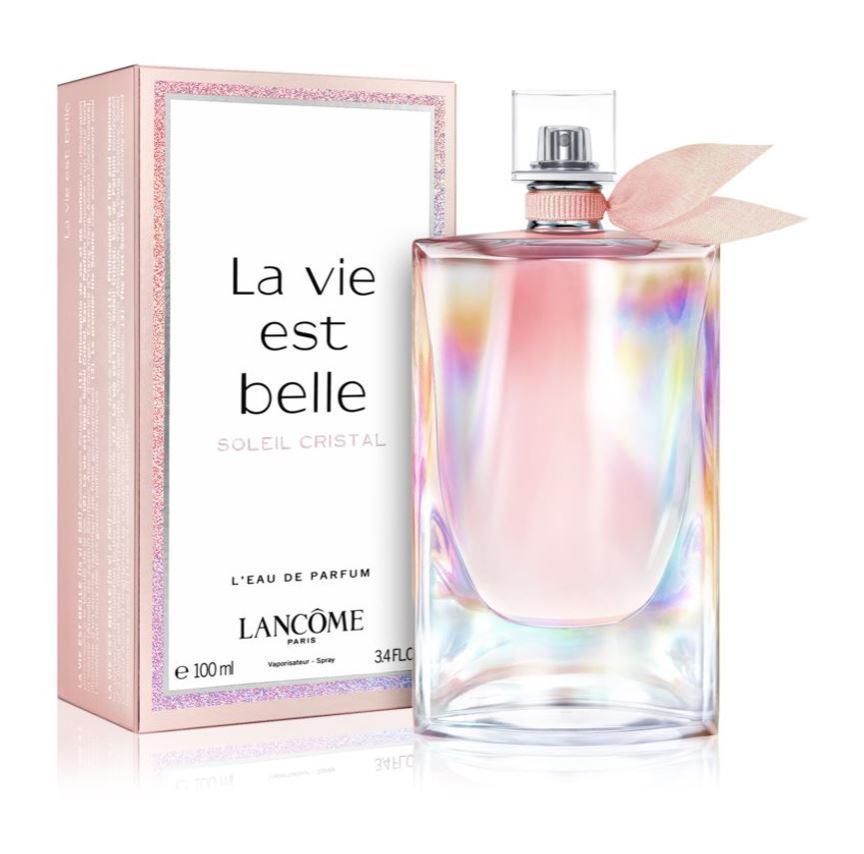 lancome e.d.p.la vie est belle sol.cri.100ml - foto 1 Confezione e flacone Lancôme La Vie est Belle EDP 100ml, scatola rosa e flacone trasparente