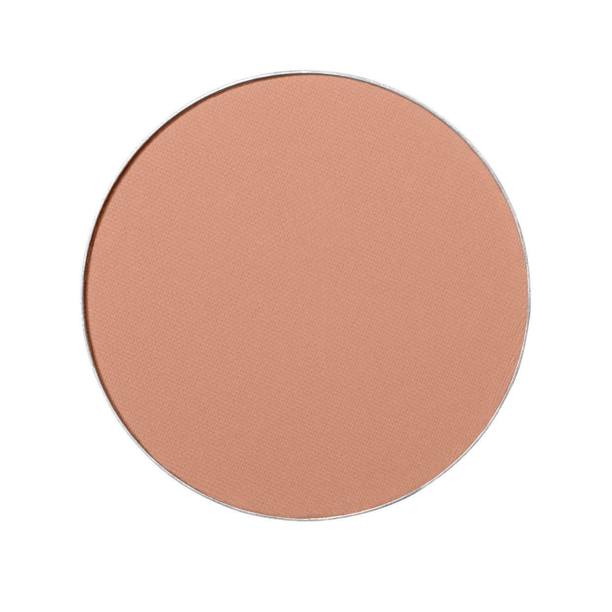 Ricarica fondotinta compatto Shiseido Sun Factor, beige-marrone chiaro, su sfondo bianco