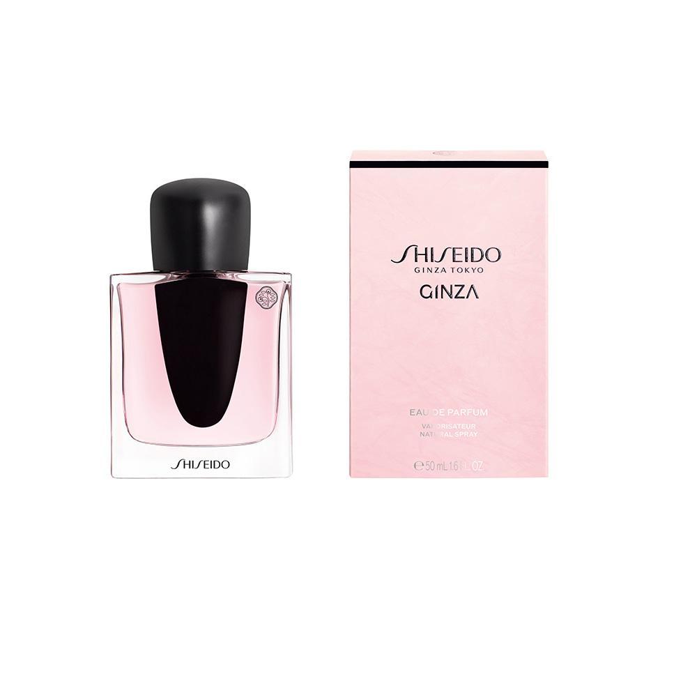 Flacone Shiseido Ginza 50ml con confezione, design elegante tonalità ambra