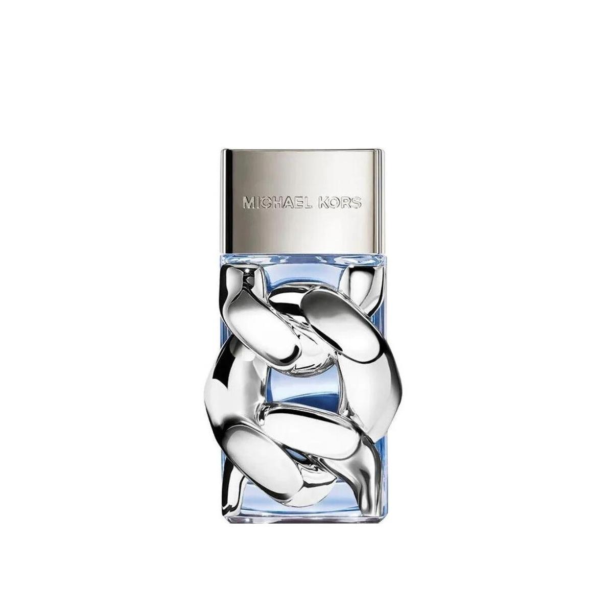 Bottiglia profumo Michael Kors Homme 100ml, design spirale trasparente, tappo metallico argentato