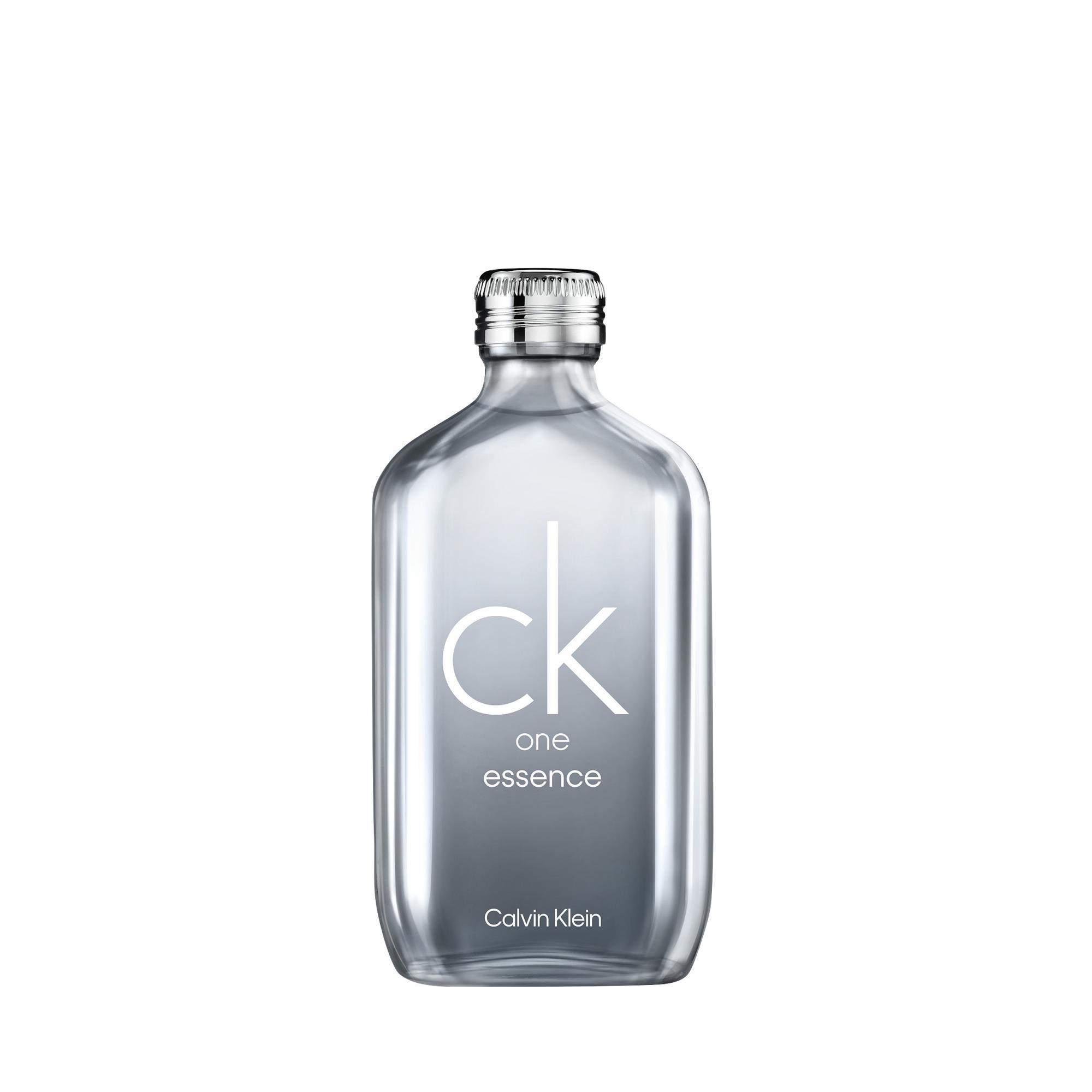 calvin klein parfum ck one essence 100ml - foto 1 Bottiglia trasparente profumo CK One Essence 100ml Calvin Klein, etichetta grigia e tappo argentato