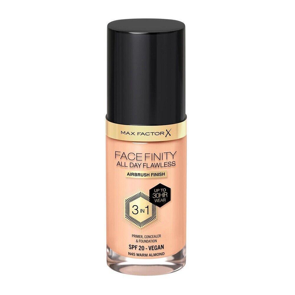 Fondotinta liquido MAX FACTOR Face Finity All Day Flawless tonalità 45 con fiala e tappo nero