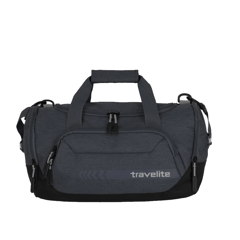 Borsone Travelite Kick Off nero con manici e tasche, vista frontale