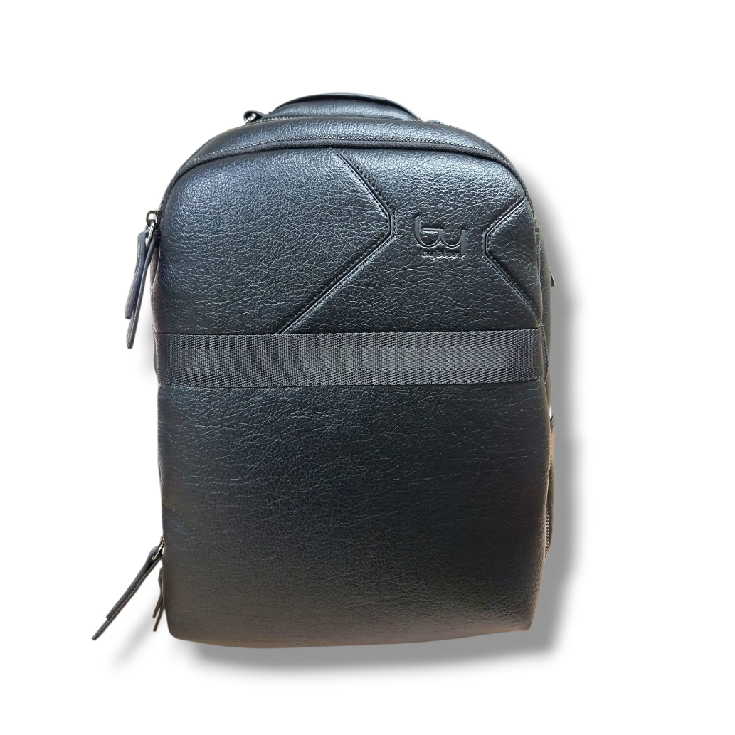 byblos byblos zaino sintetico bold black bybu19a02 t04 - foto 1 Zaino sintetico nero BYBLOS BOLD BLACK, vista frontale con tasche e manici