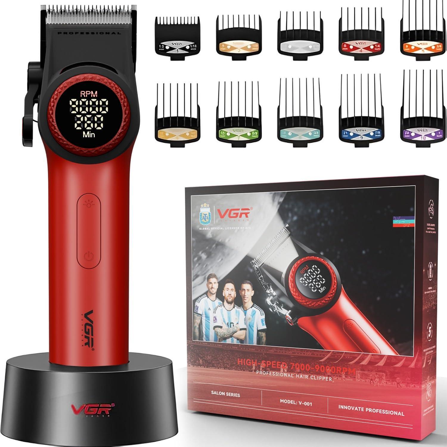 vgr vgr tosatrice high speed 7000-9000rpm v-001 red - foto 1 Tosatrice VGR rossa con schermo digitale, accessori e caricabatterie inclusi