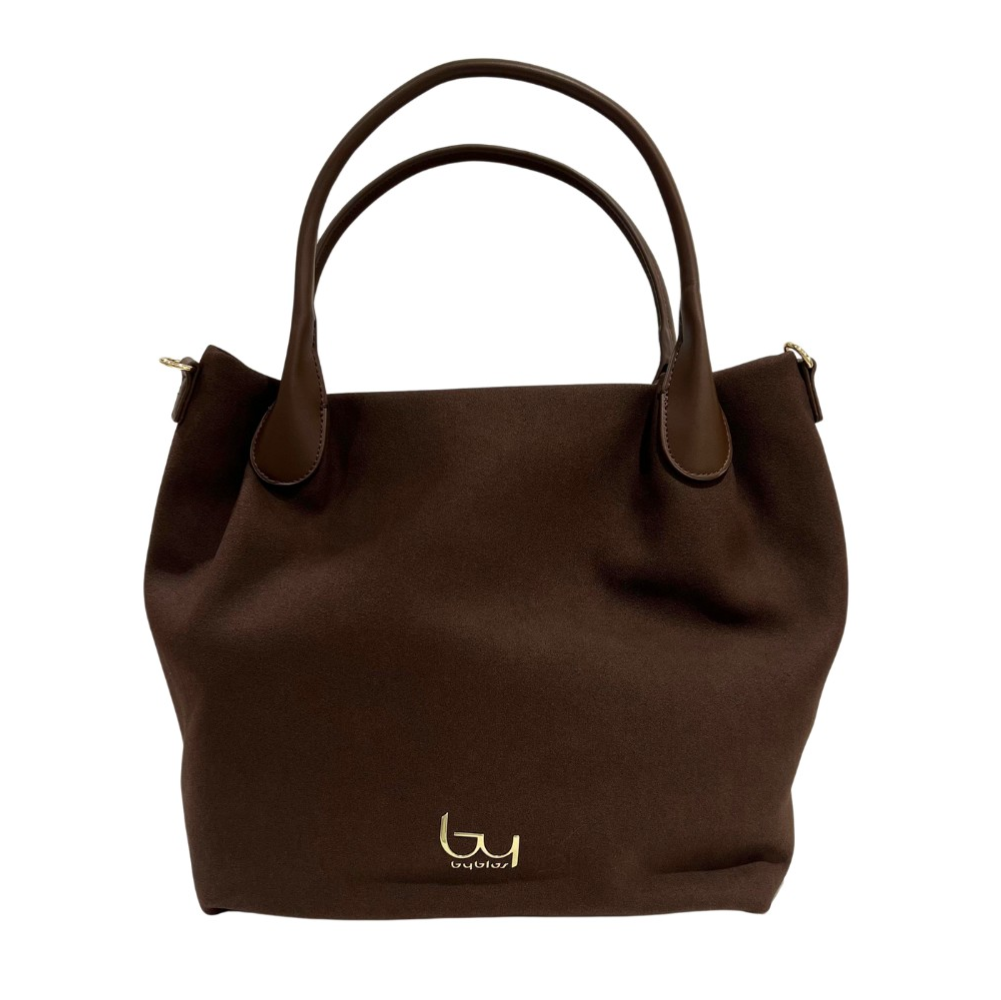 byblos byblos borsa sintetico daisy suede bybs66b01s z2 cioccolato - foto 1 Borsa Byblos Daisy in sintetico suede colore cioccolato con manici raddoppiati