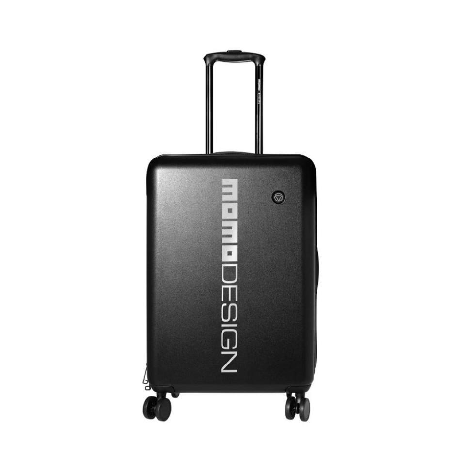 Trolley nero con manico telescopico esteso e ruote