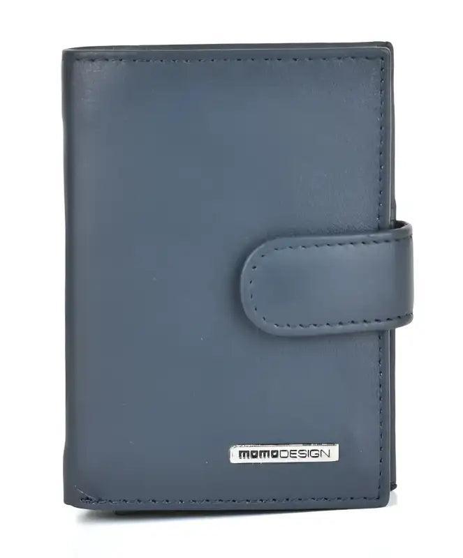 Portacarte MOMO DESIGN in vera pelle blu con chiusura magnetica