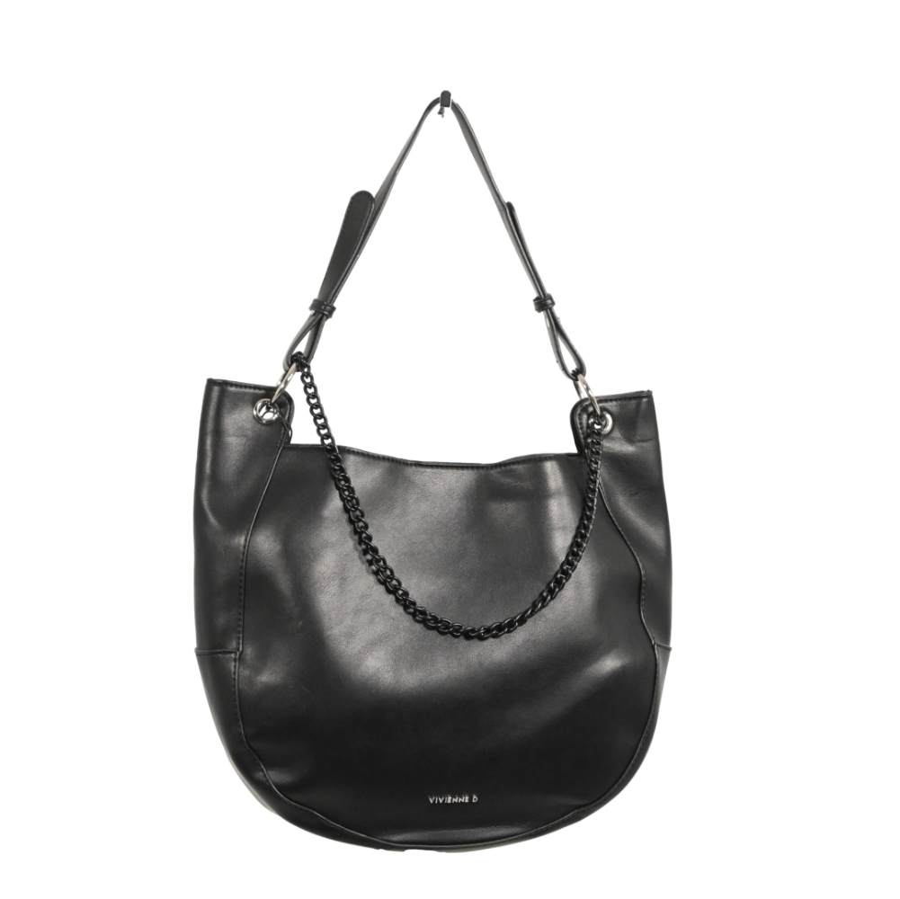 vivienne vivienne d borsa donna shopper pop v181 nero - foto 1 Borsa shopper donna Vivienne nera con manici e catena decorativa