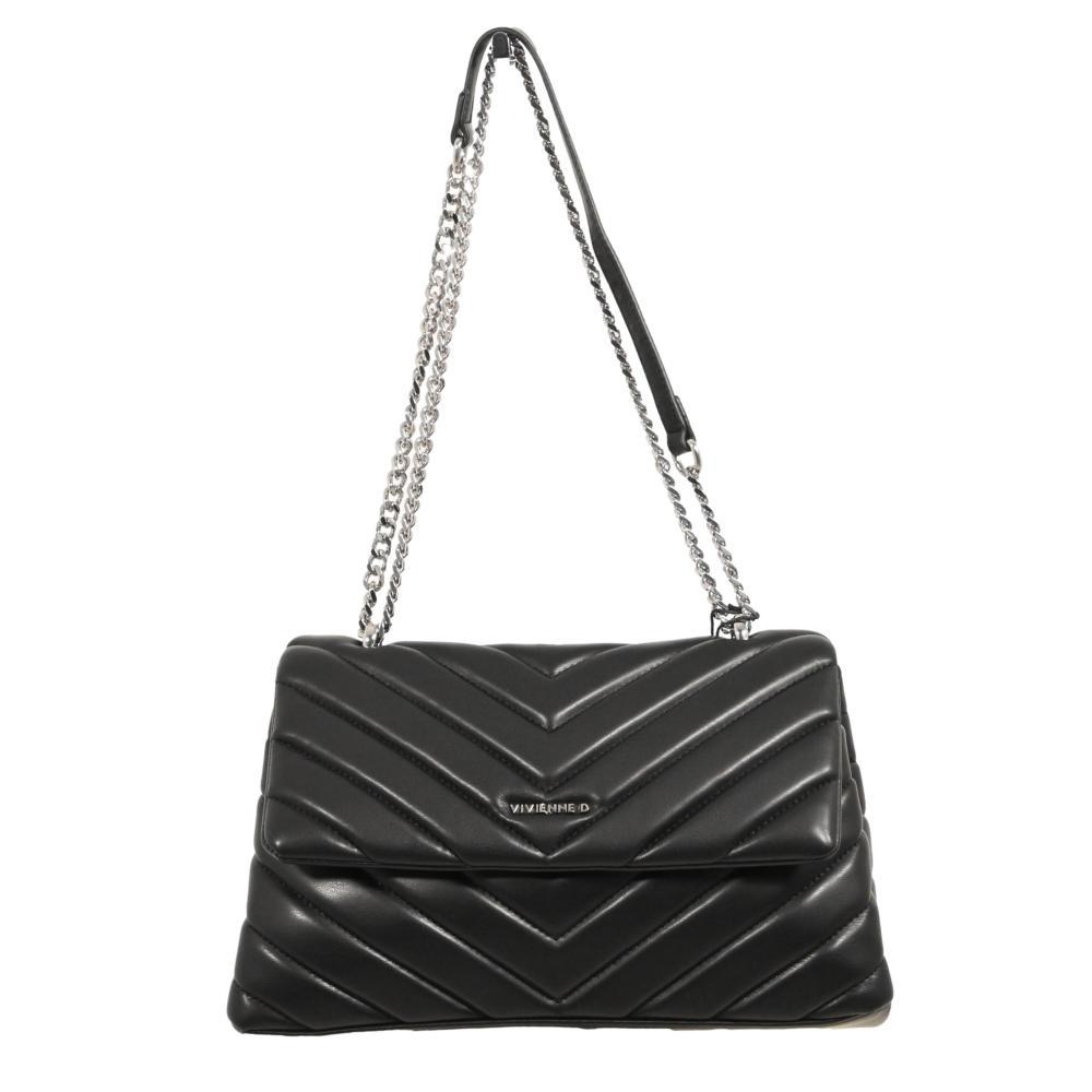 vivienne vivienne d borsa donna soft v178 nero - foto 1 Borsa a spalla donna Vivienne D, nero, tracolla a catena, design matelassé chevron