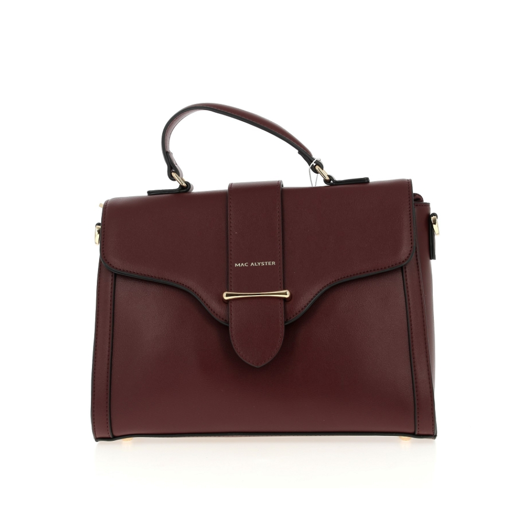 Borsa a mano donna in pelle bordeaux con manici e chiusura a scatto