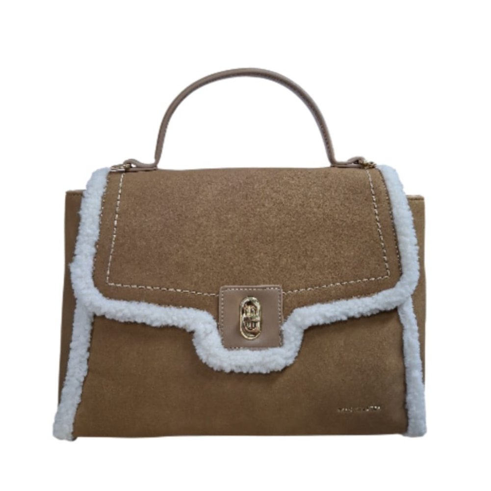 Borsa a mano donna MAC ALYSTER SMART NS-669-02 marrone con dettagli bianchi