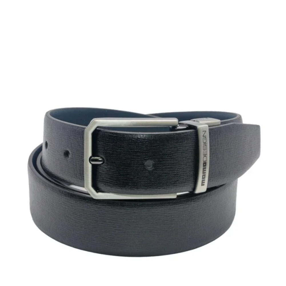 Cintura Momo Design pelle nera blu MO-80CN fibbia rettangolare