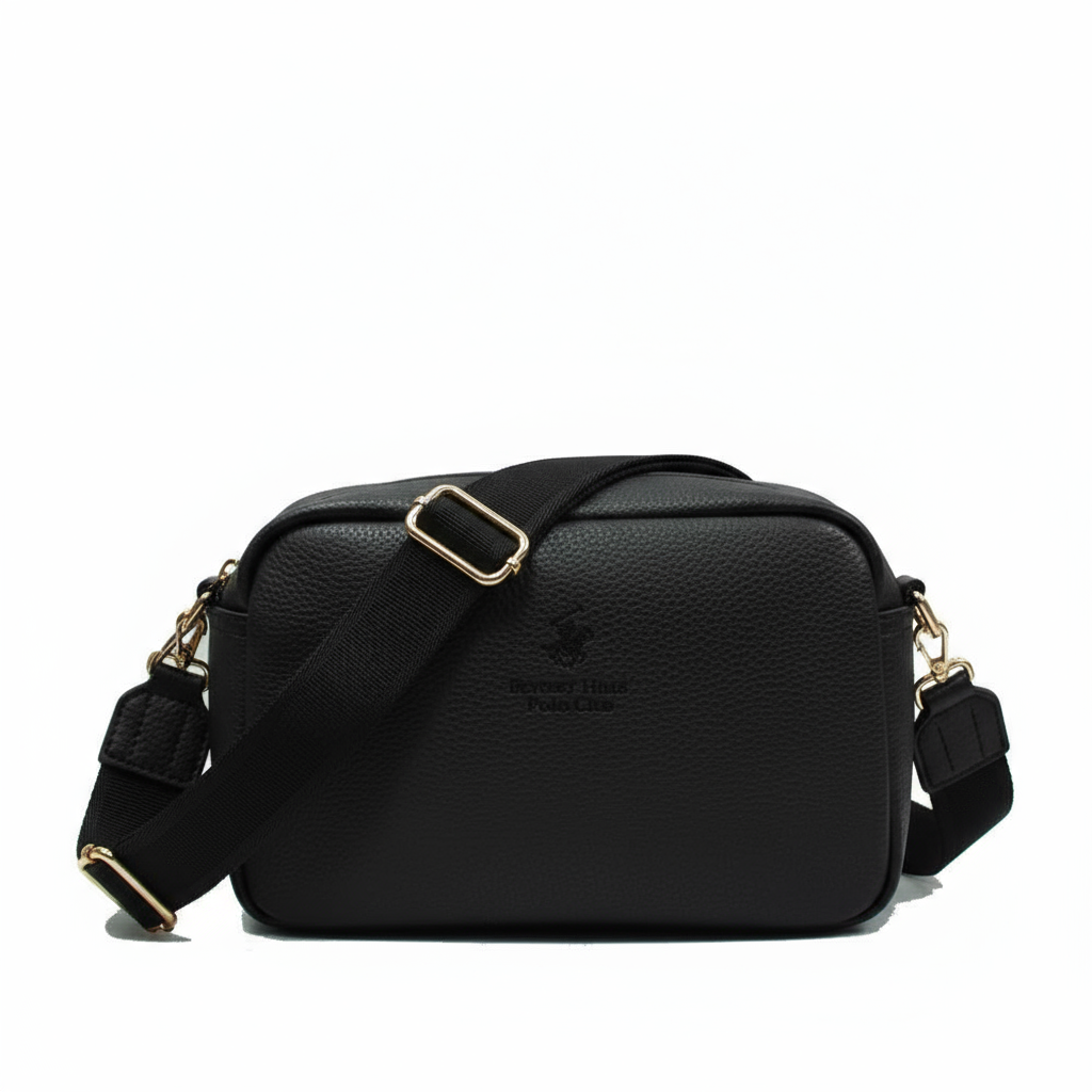 polo club beverly hills polo club borsa donna pu bh-4343 nero - foto 1 Borsa a spalla nera in PU con tracolla regolabile e dettagli dorati
