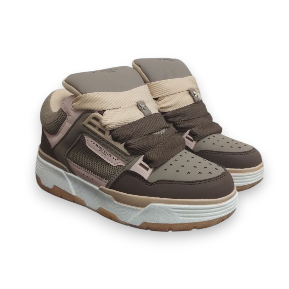 Sneakers alte MARC ELLIS NAMI multicolore marrone beige grigio con lacci, taglia 38