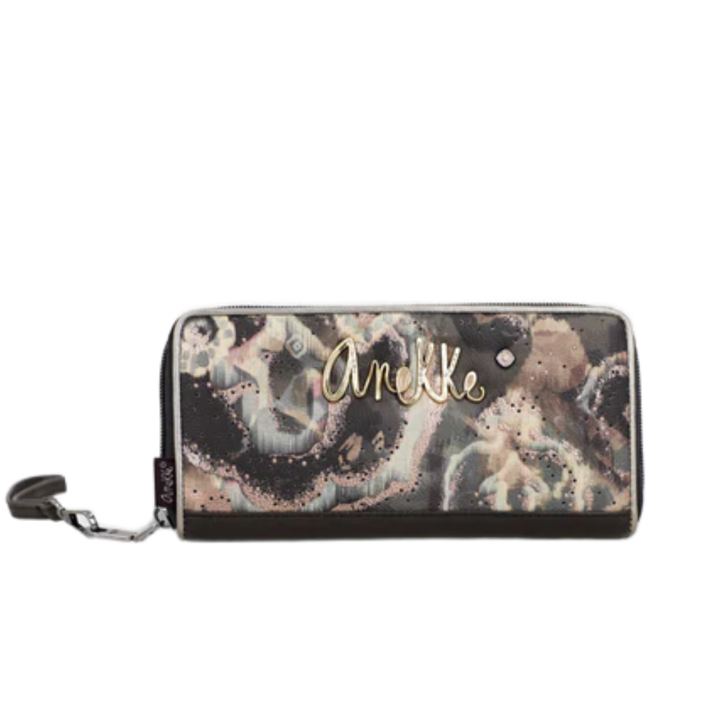 anekke anekke portafoglio sintetico 41719-908 - foto 1 Portafoglio sintetico ANEKKE nero/dorato con motivo decorativo e chiusura a zip